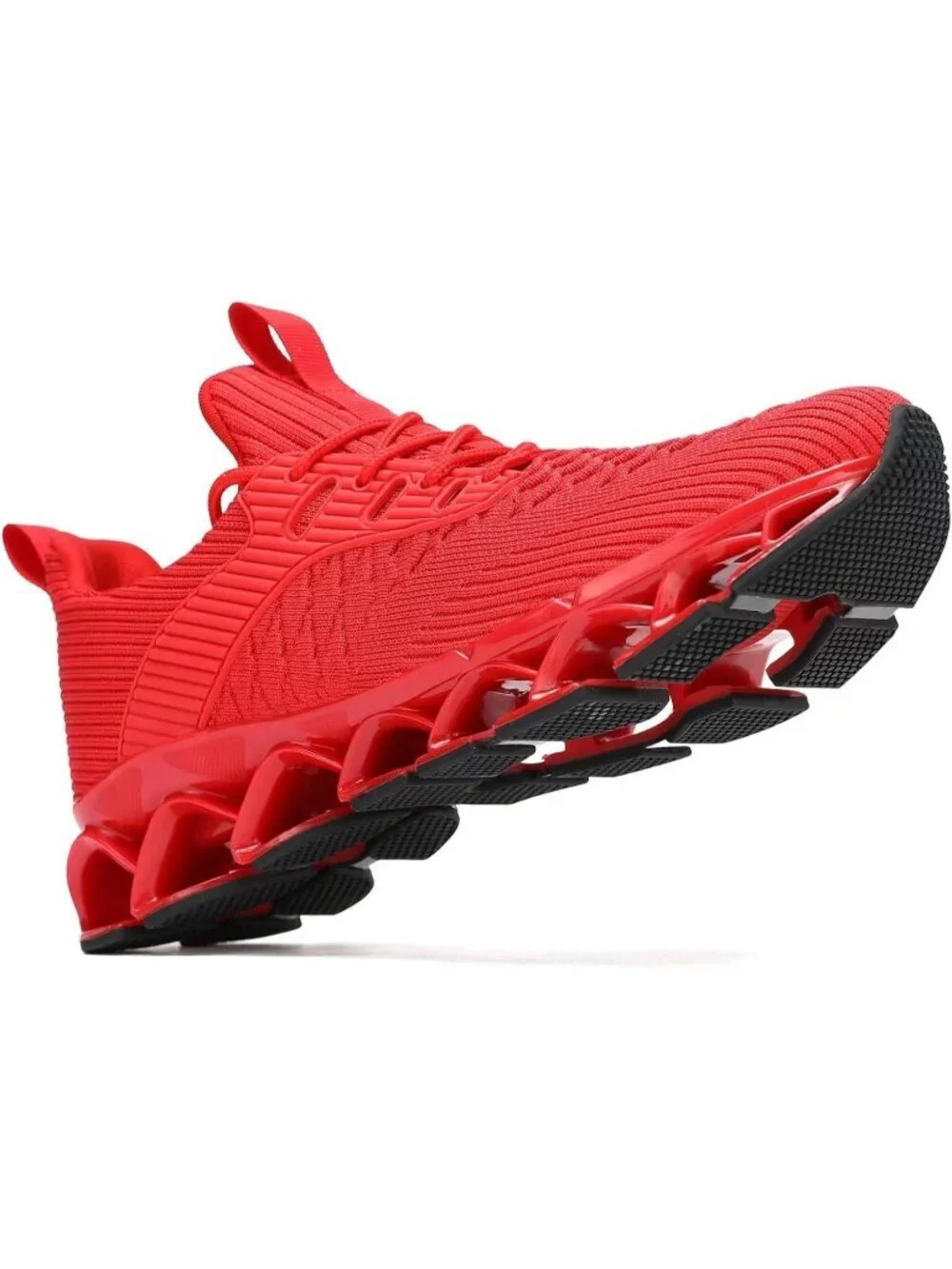Men's Red Comfort Non Slip Blade Tennis Athletic Trainer Slip on Sneaker Shoes
